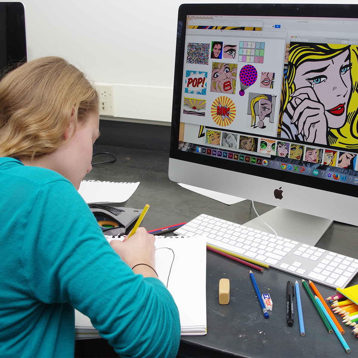 Student working on graphic design