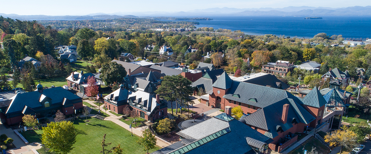 Aerial picture of Champlain College campus