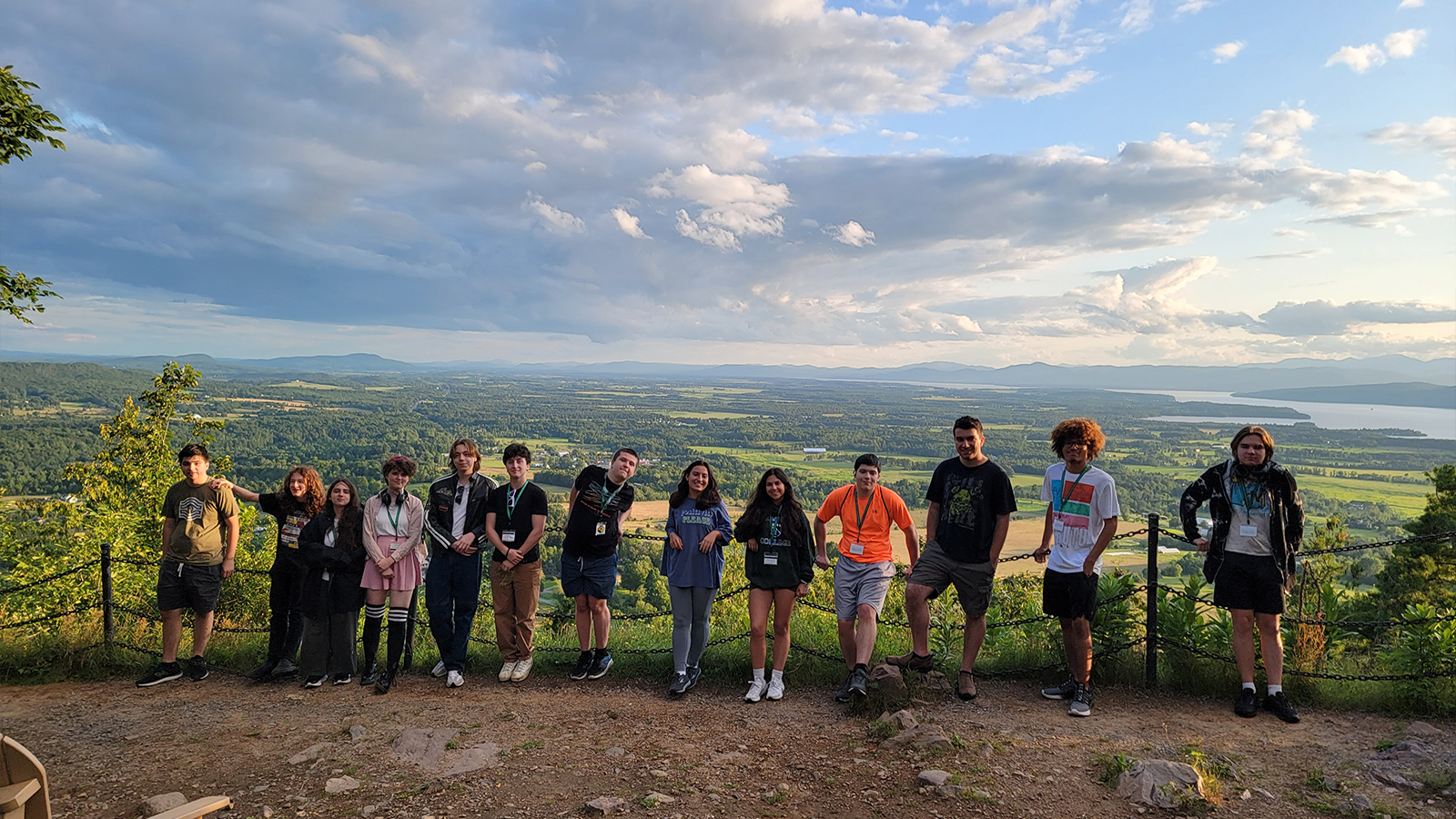 Summer Program Students standing in front of Burlington Vermont sunset